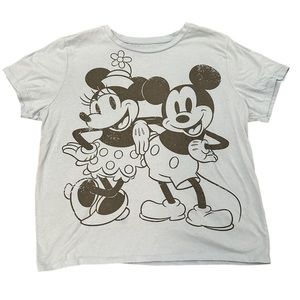 Disney Light Blue Minnie and Mickey Shirt Short Sleeves XL